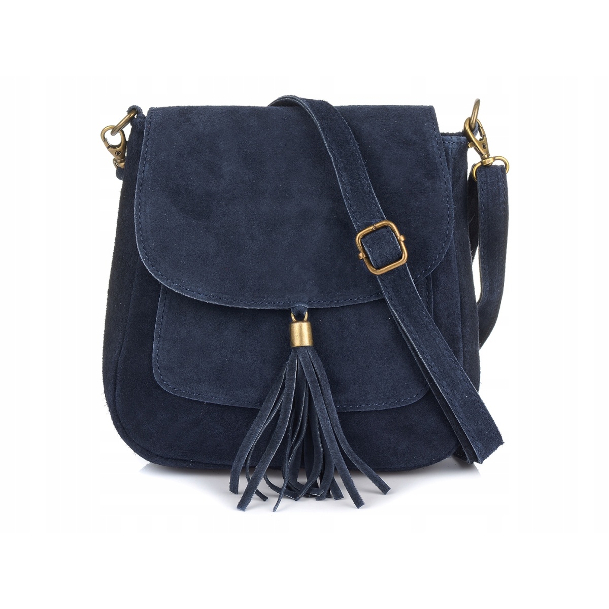 Tmavomodrá dámska semišová crossbody kabelka MEGAN