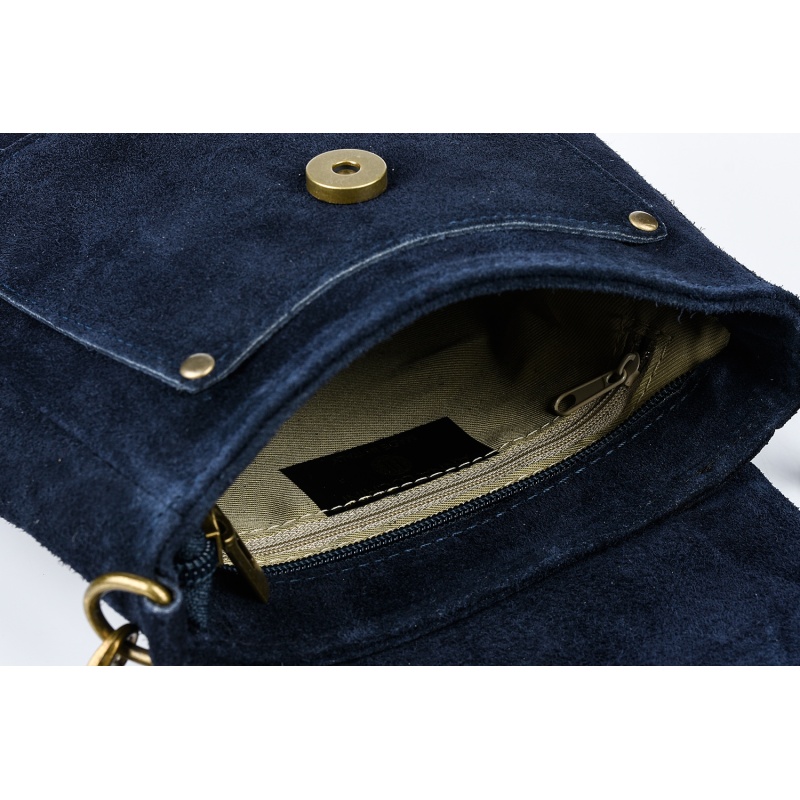 Tmavomodrá dámska semišová crossbody kabelka MEGAN