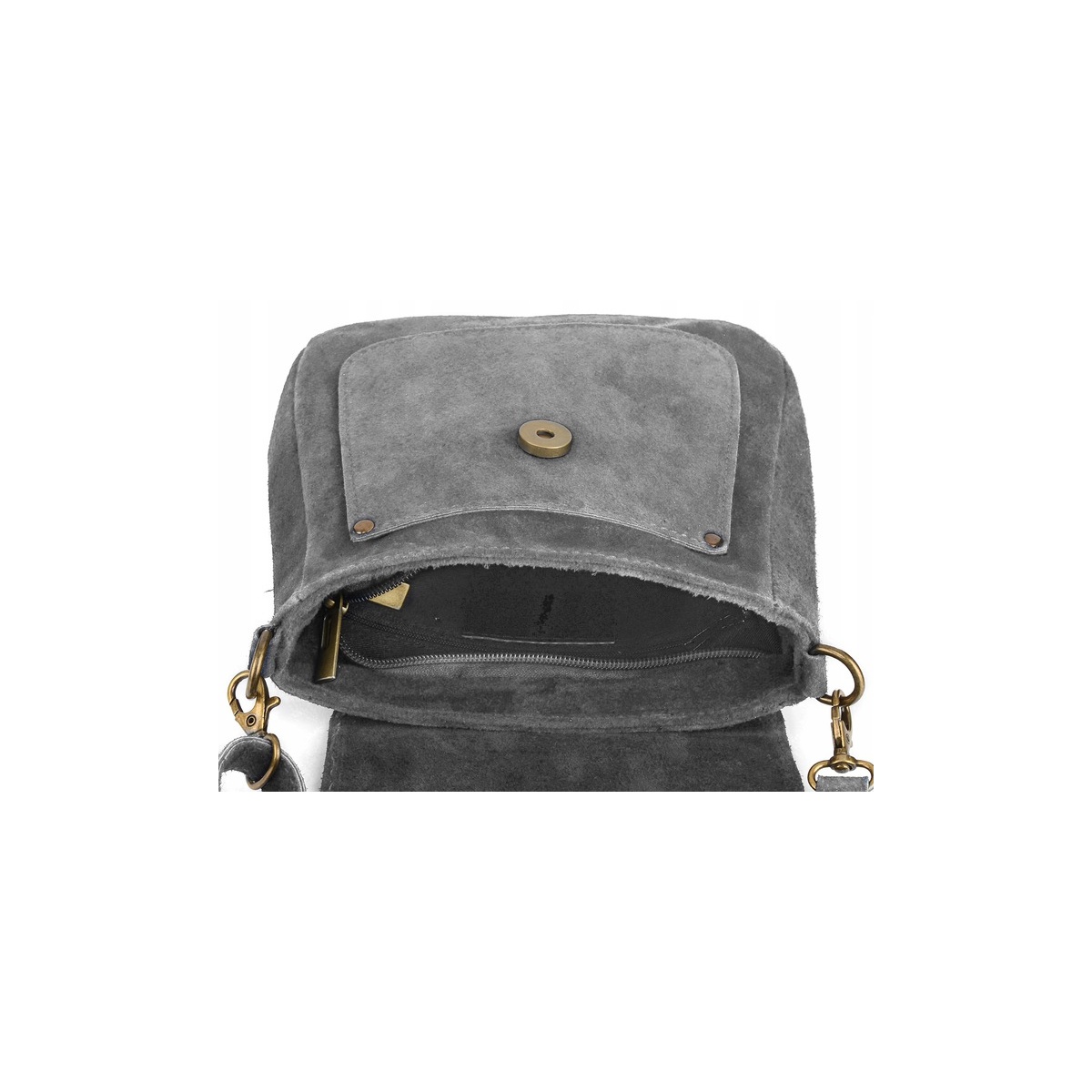 Šedá dámska semišová crossbody kabelka MEGAN