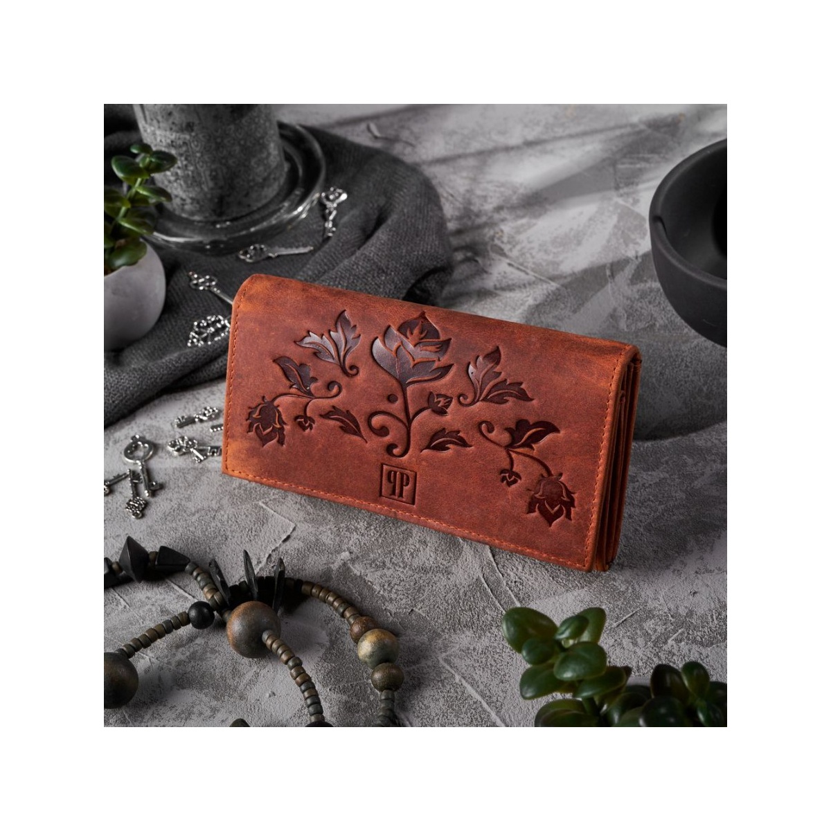 Dámska kožená oranžová vintage peňaženka TALIA