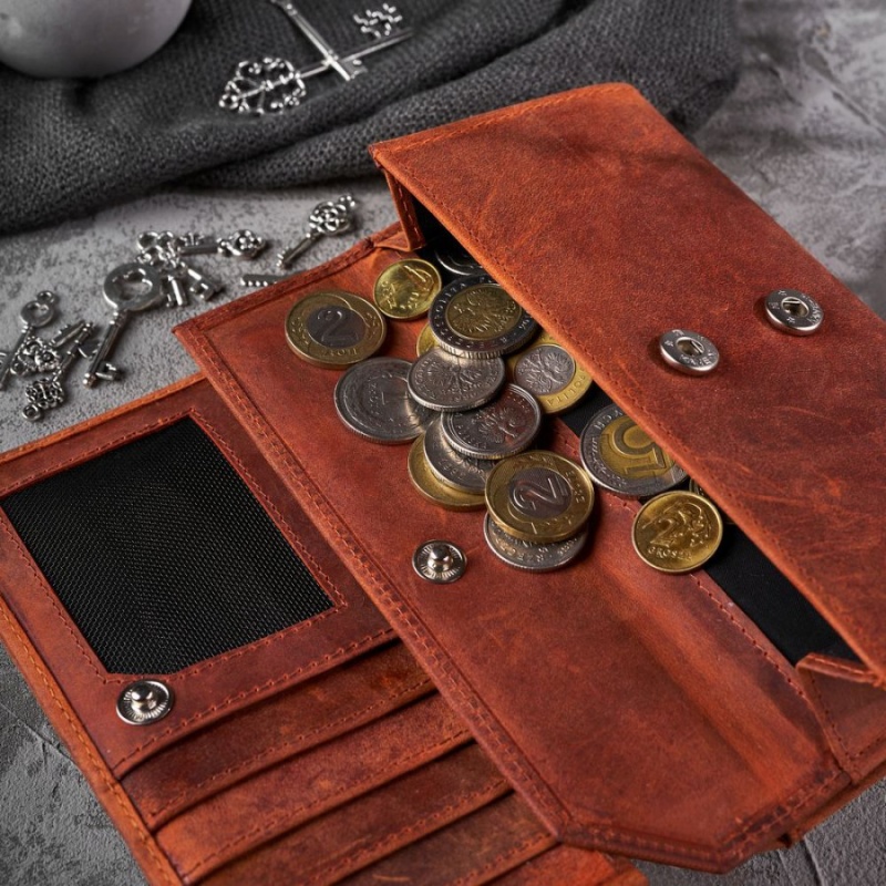 Dámska kožená oranžová vintage peňaženka TALIA