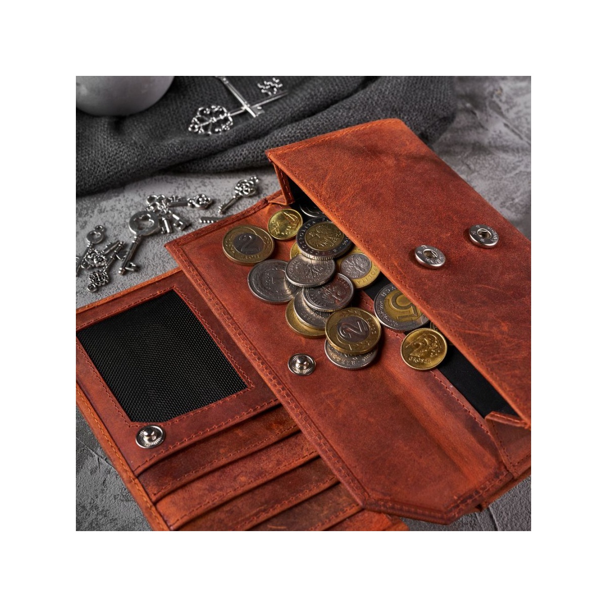 Dámska kožená oranžová vintage peňaženka TALIA