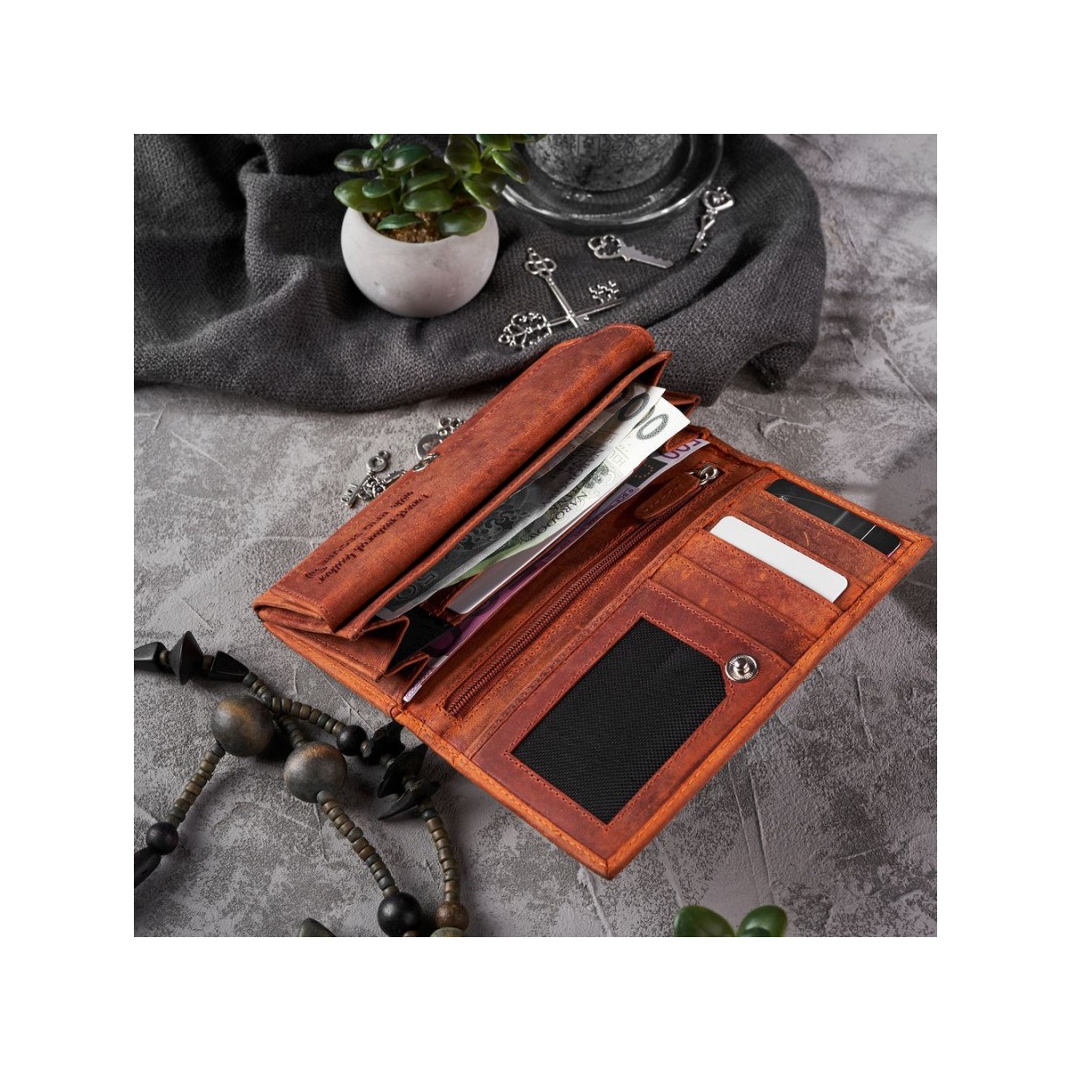 Dámska kožená oranžová vintage peňaženka TALIA