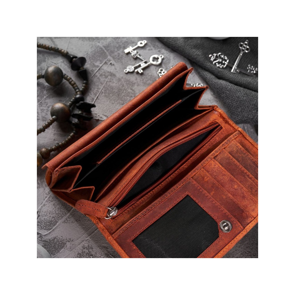 Dámska kožená oranžová vintage peňaženka TALIA