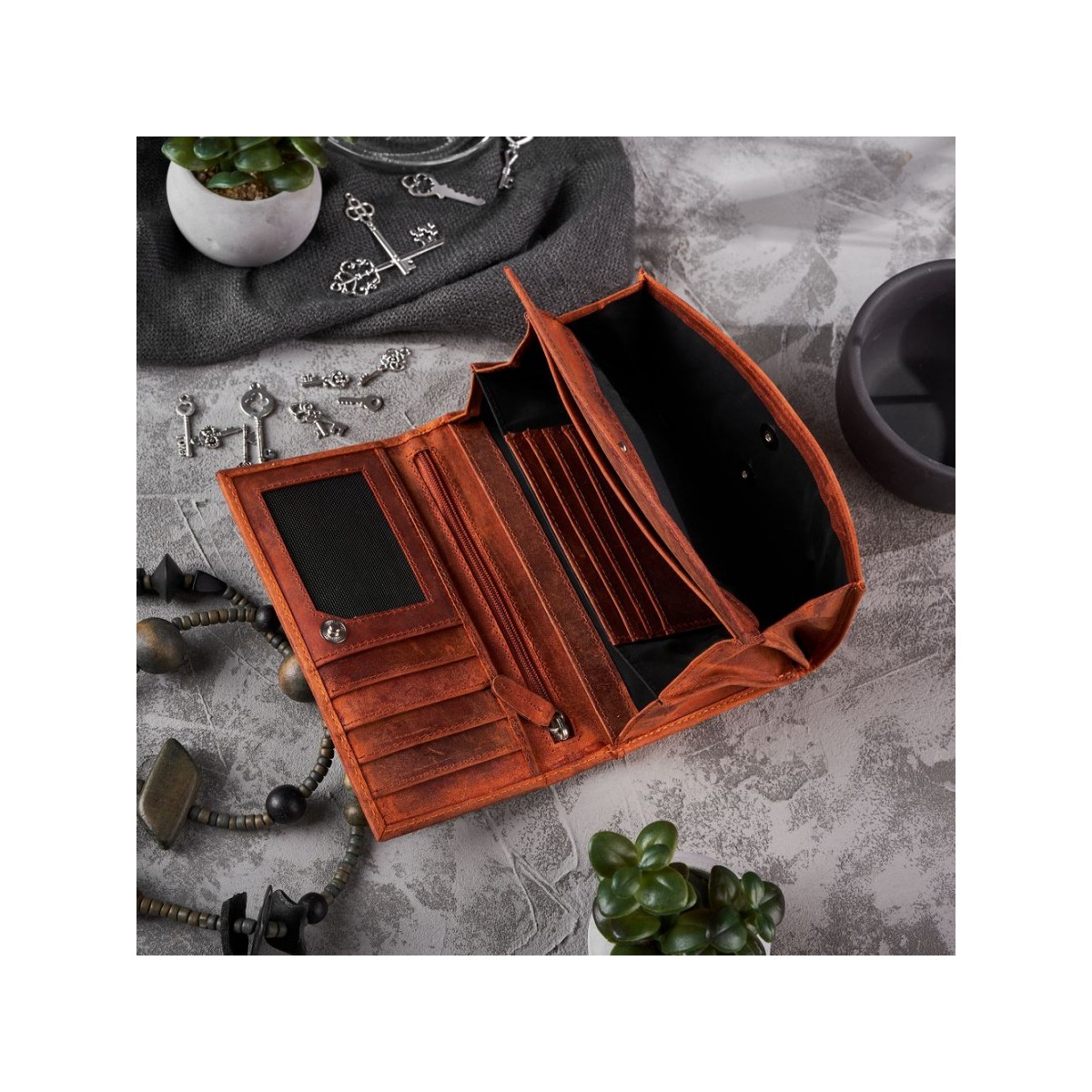 Dámska kožená oranžová vintage peňaženka TALIA