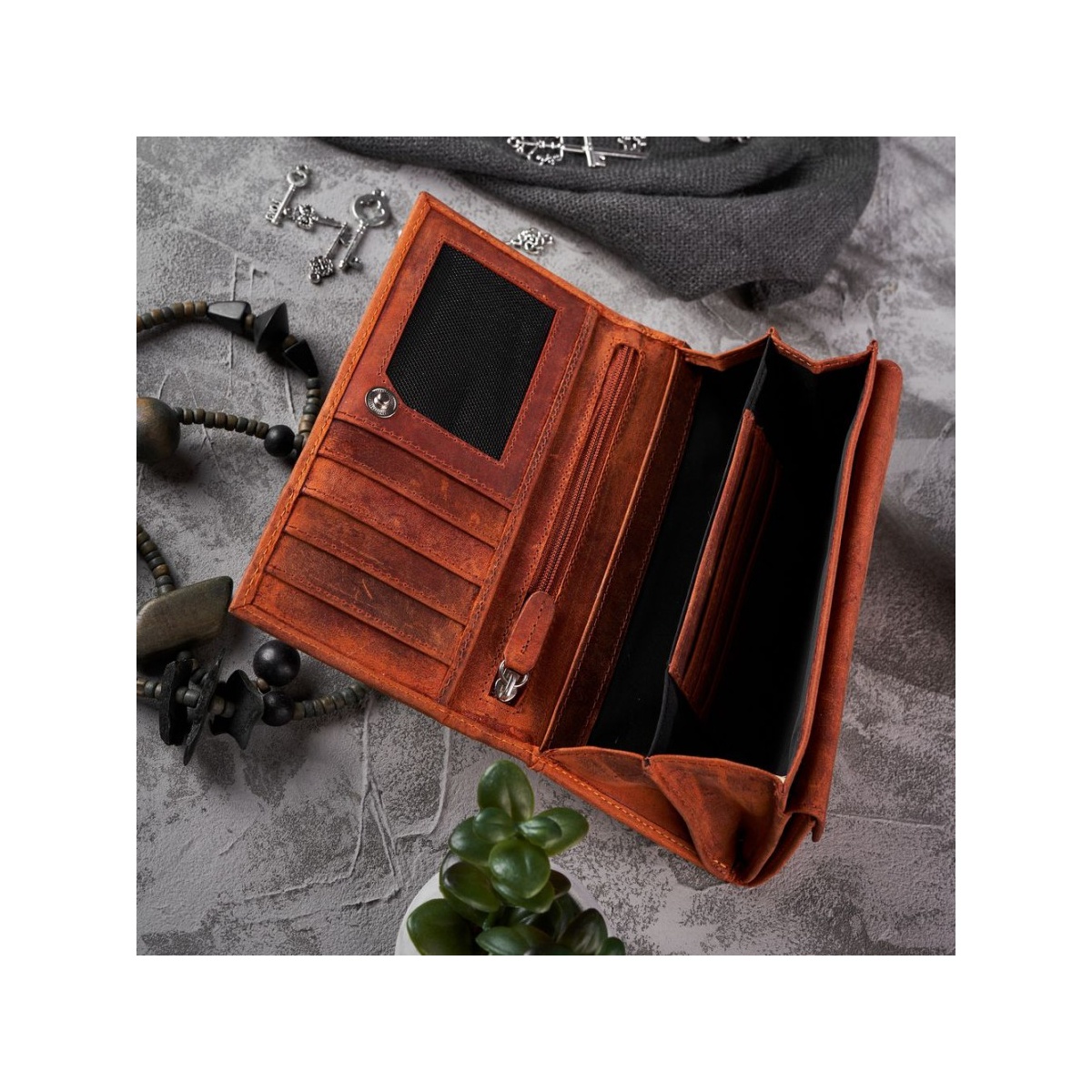 Dámska kožená oranžová vintage peňaženka TALIA