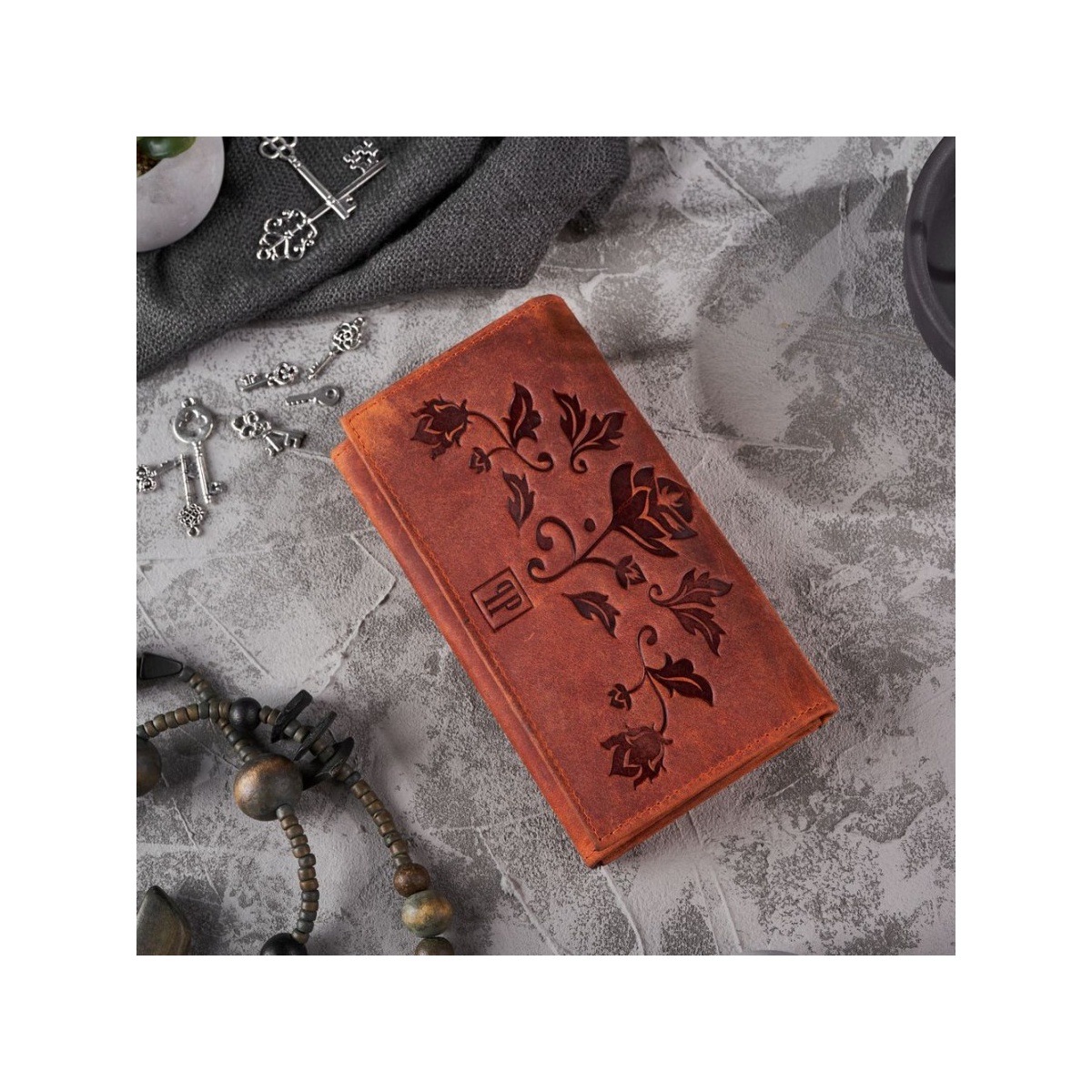 Dámska kožená oranžová vintage peňaženka TALIA