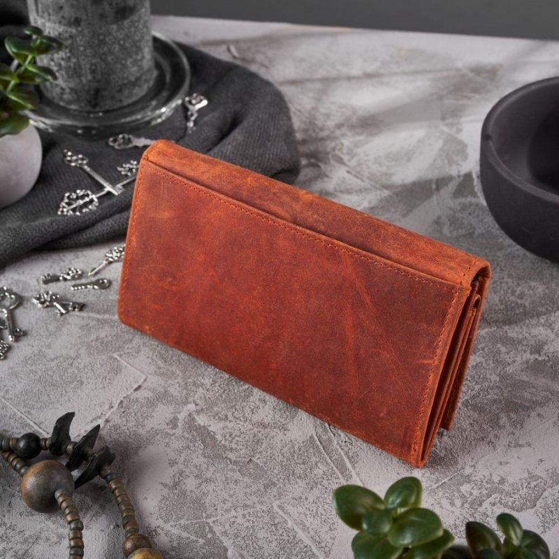 Dámska kožená oranžová vintage peňaženka TALIA