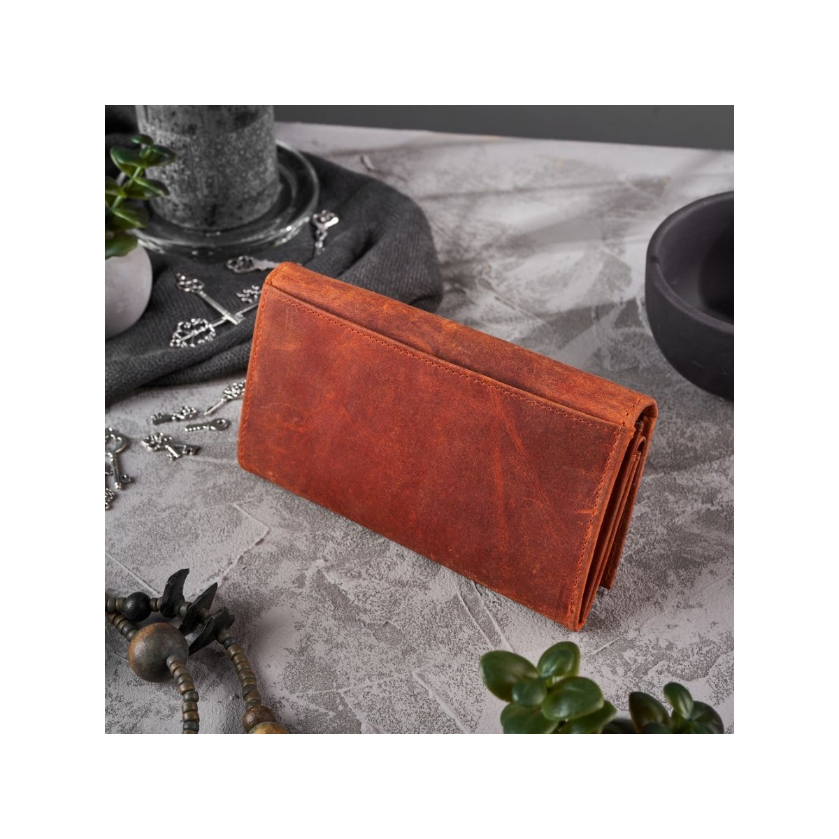 Dámska kožená oranžová vintage peňaženka TALIA