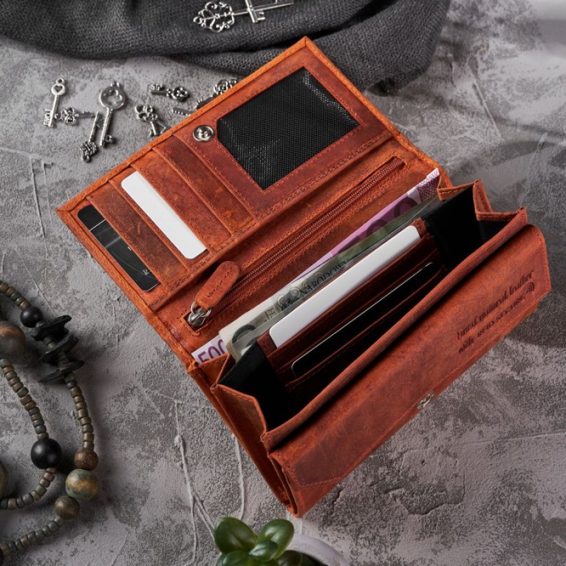 Dámska kožená oranžová vintage peňaženka TALIA