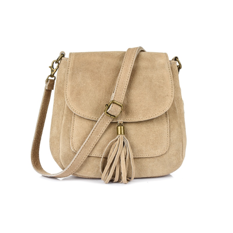 Béžová dámska semišová crossbody kabelka MEGAN