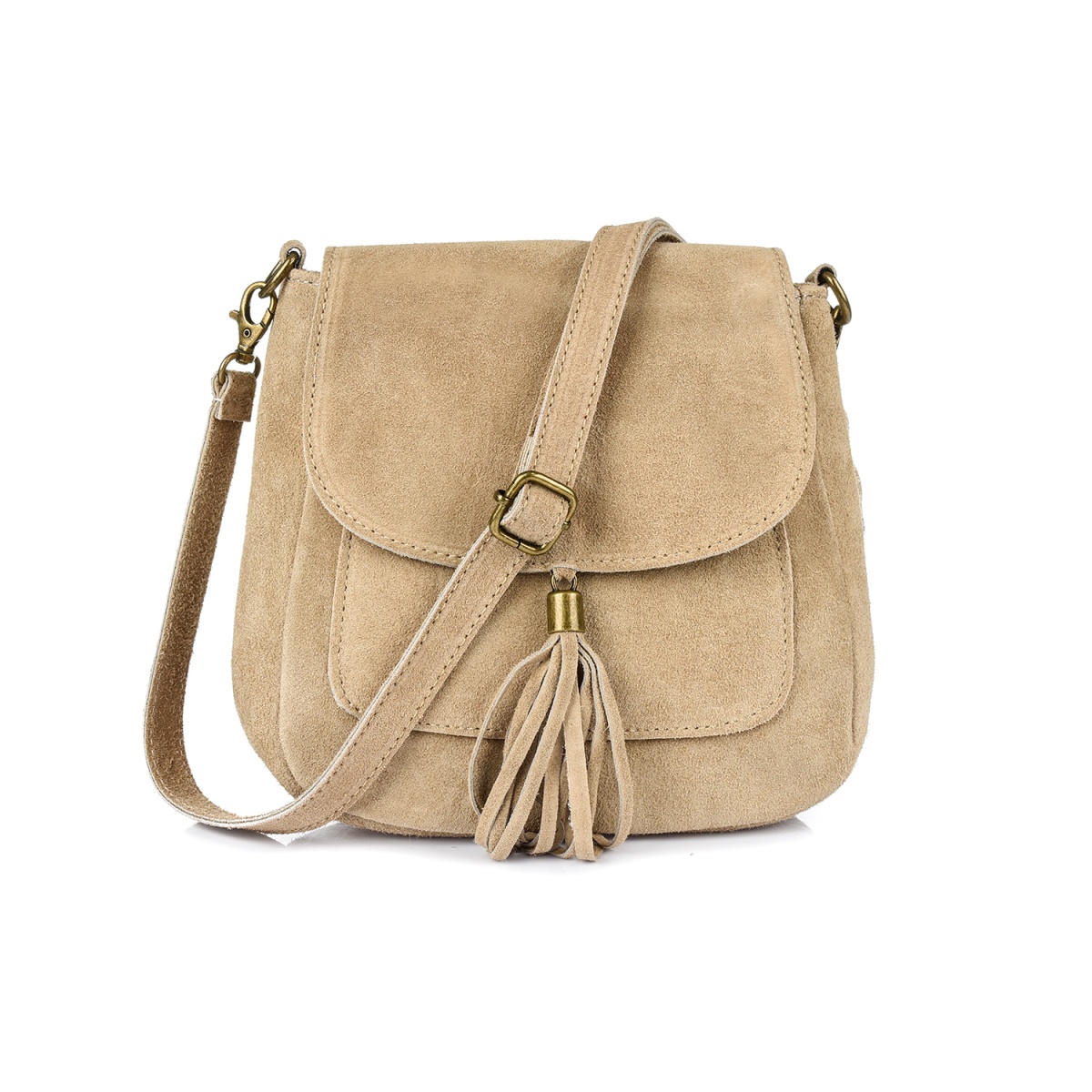 Béžová dámska semišová crossbody kabelka MEGAN