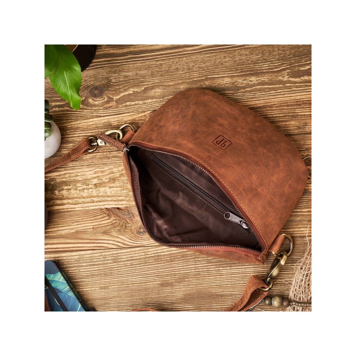 Dámska kožená ľadvinka vintage LIGHT BROWN