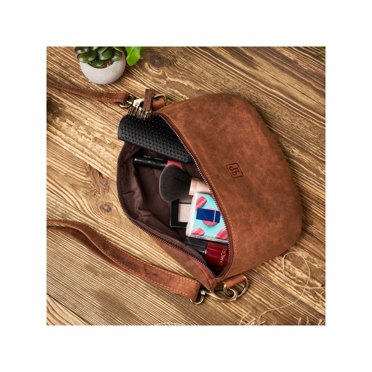 Dámska kožená ľadvinka vintage LIGHT BROWN