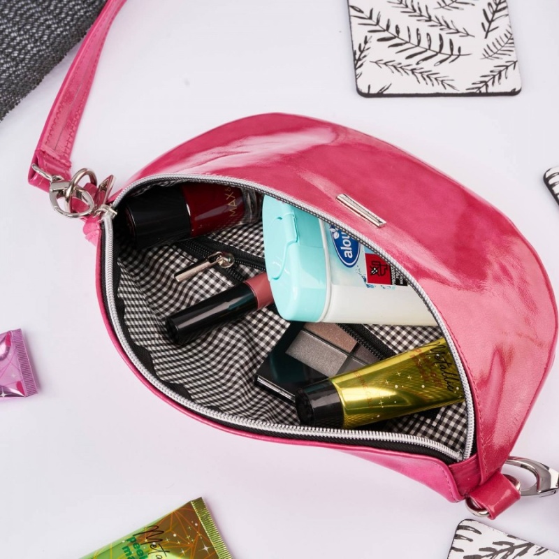 Dámska kožená ľadvinka SHINY PINK