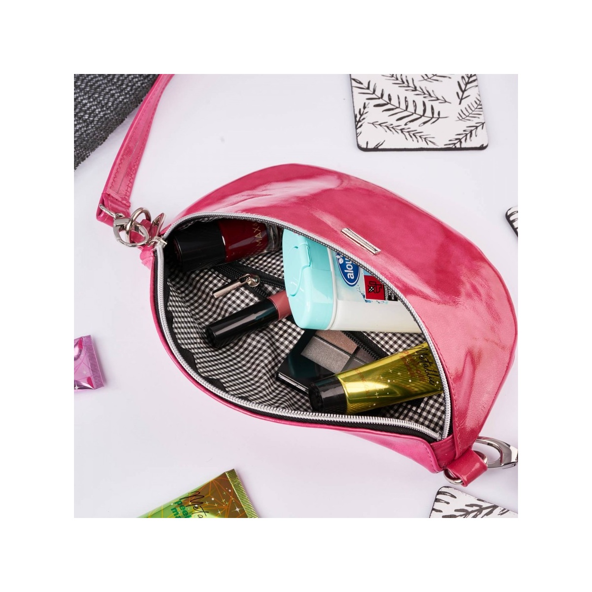 Dámska kožená ľadvinka SHINY PINK