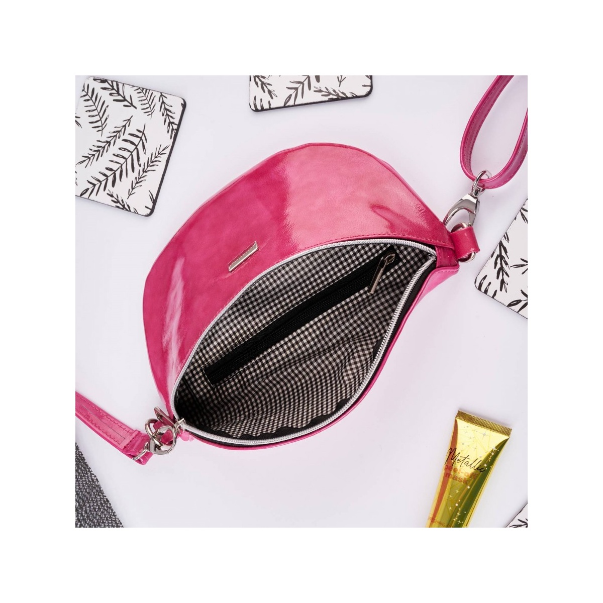 Dámska kožená ľadvinka SHINY PINK