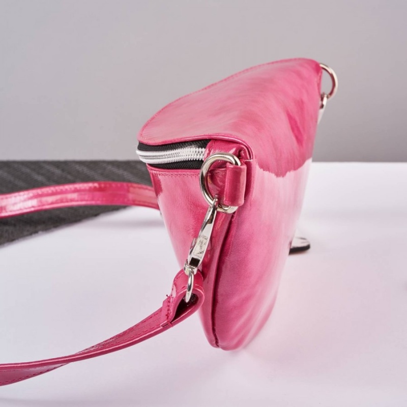 Dámska kožená ľadvinka SHINY PINK