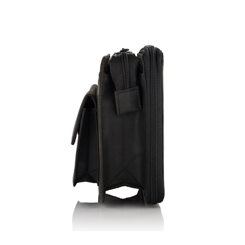 Pánska kožená čierna príručná taška HUNTER