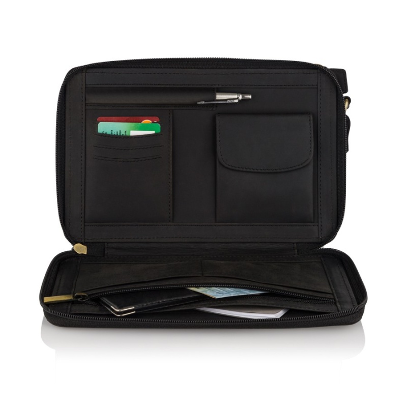 Pánska kožená čierna príručná taška HUNTER