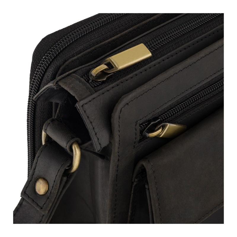 Pánska kožená čierna príručná taška HUNTER