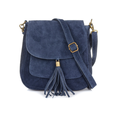 Modrá dámska semišová crossbody kabelka MEGAN