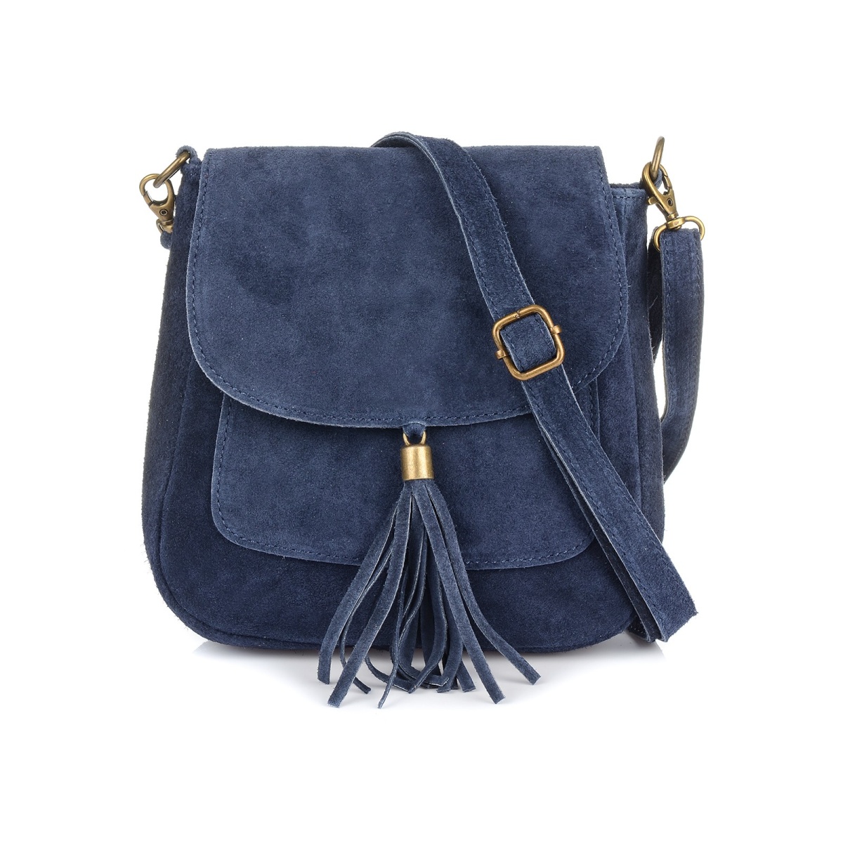 Modrá dámska semišová crossbody kabelka MEGAN