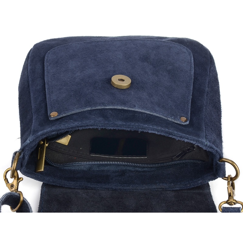 Modrá dámska semišová crossbody kabelka MEGAN