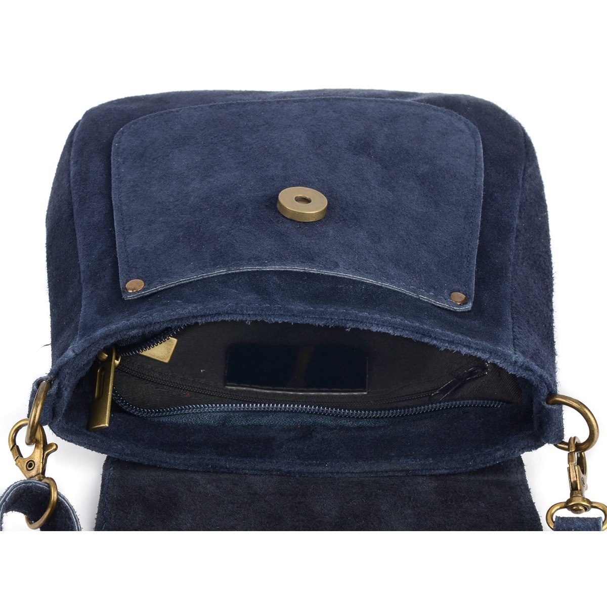 Modrá dámska semišová crossbody kabelka MEGAN