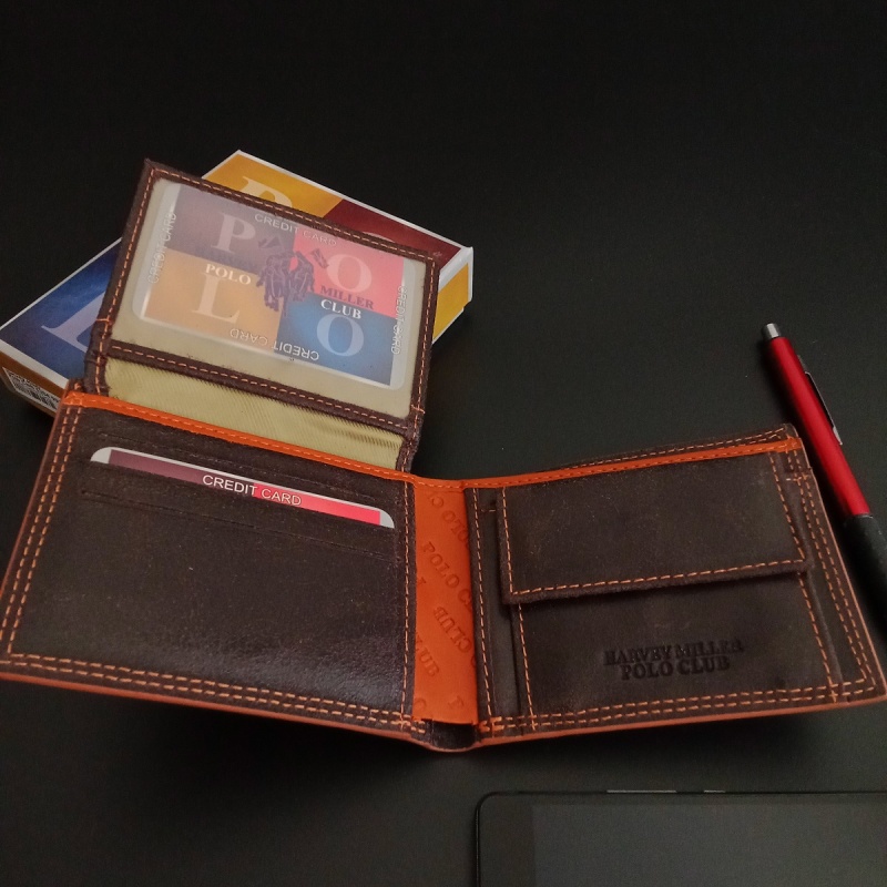 Tmavohnedá kožená peňaženka Harvey Miller