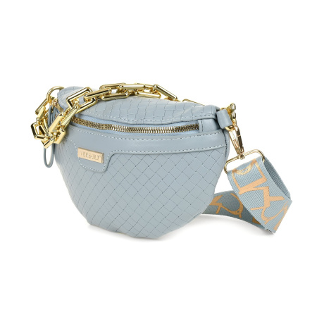 Šedá crossbody kabelka s pleteným vzorom a zlatou retiazkou Versoli