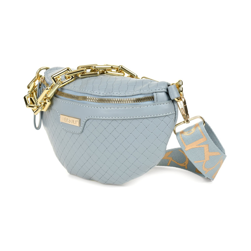 Šedá crossbody kabelka s pleteným vzorom a zlatou retiazkou Versoli