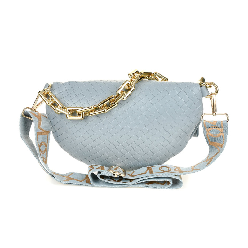 Šedá crossbody kabelka s pleteným vzorom a zlatou retiazkou Versoli