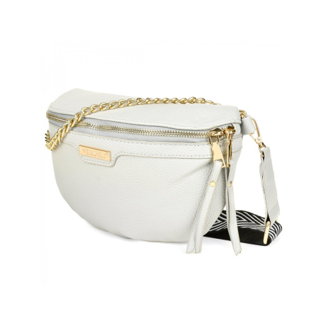 Šedá crossbody kabelka Versoli WENDY so zlatou retiazkou a vzorovaným popruhom