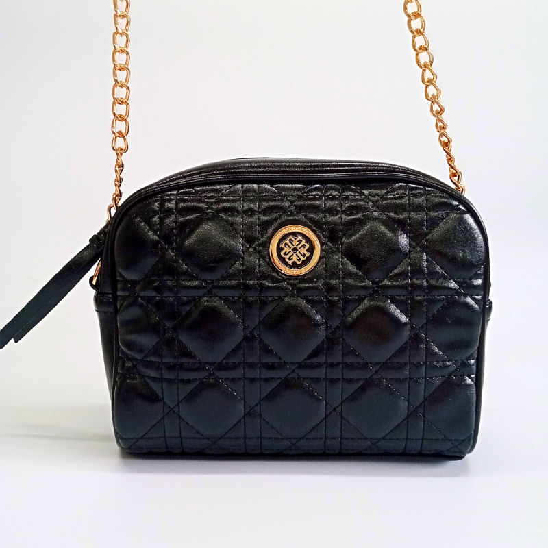 Dámska čierna lesklá prešívaná crossbody kabelka Monnari