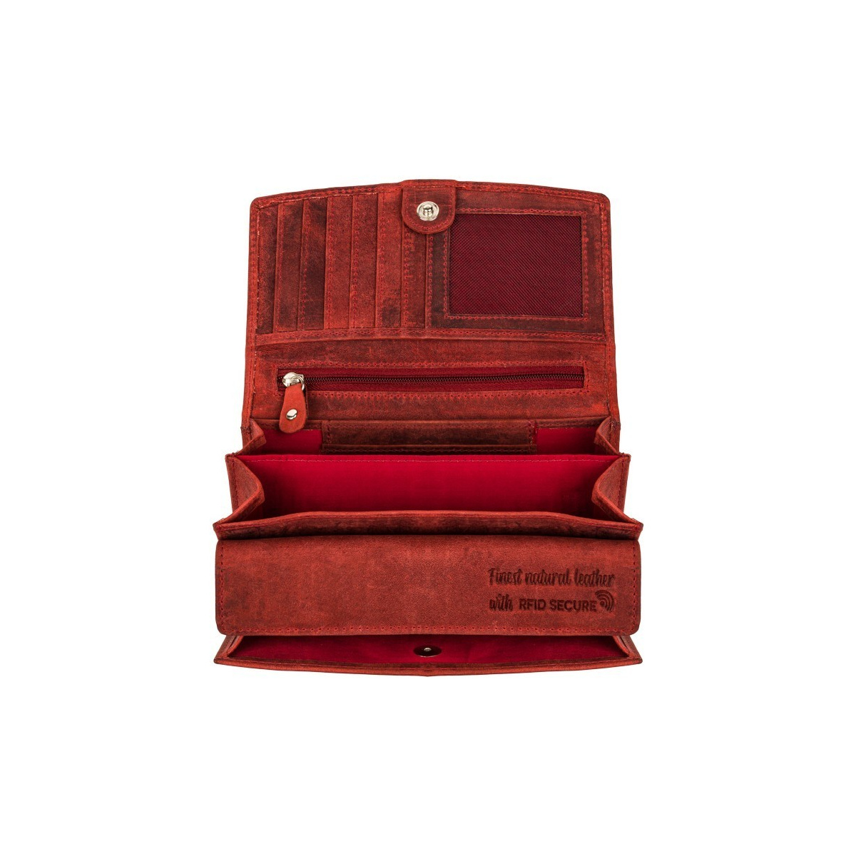 Sada dámska červená vintage kožená peňaženka s kvetinovým motívom a kožené červené vintage puzdro na kľúče Paolo Peruzzi