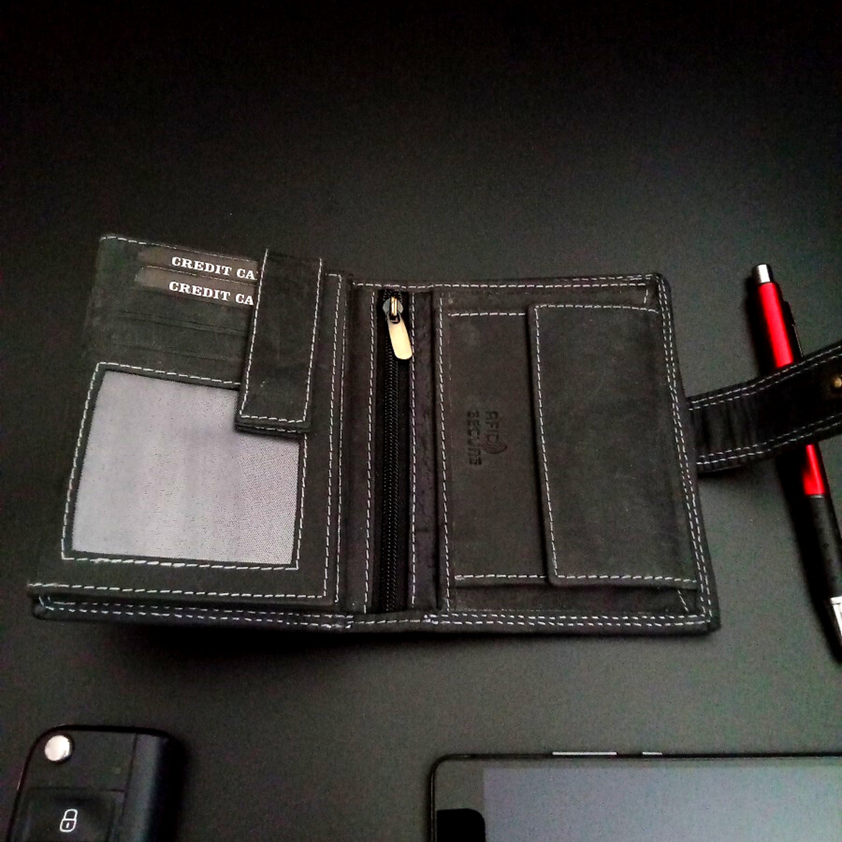 Čierna pánska kožená peňaženka ARMON