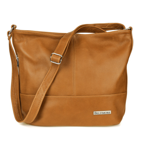 Kožená dámska camel (ťavia hnedá) kabelka na rameno Beltimore LANA - CAMEL