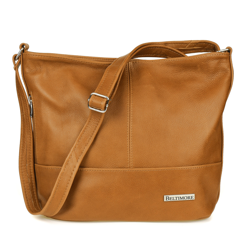 Kožená dámska camel (ťavia hnedá) kabelka na rameno Beltimore LANA - CAMEL
