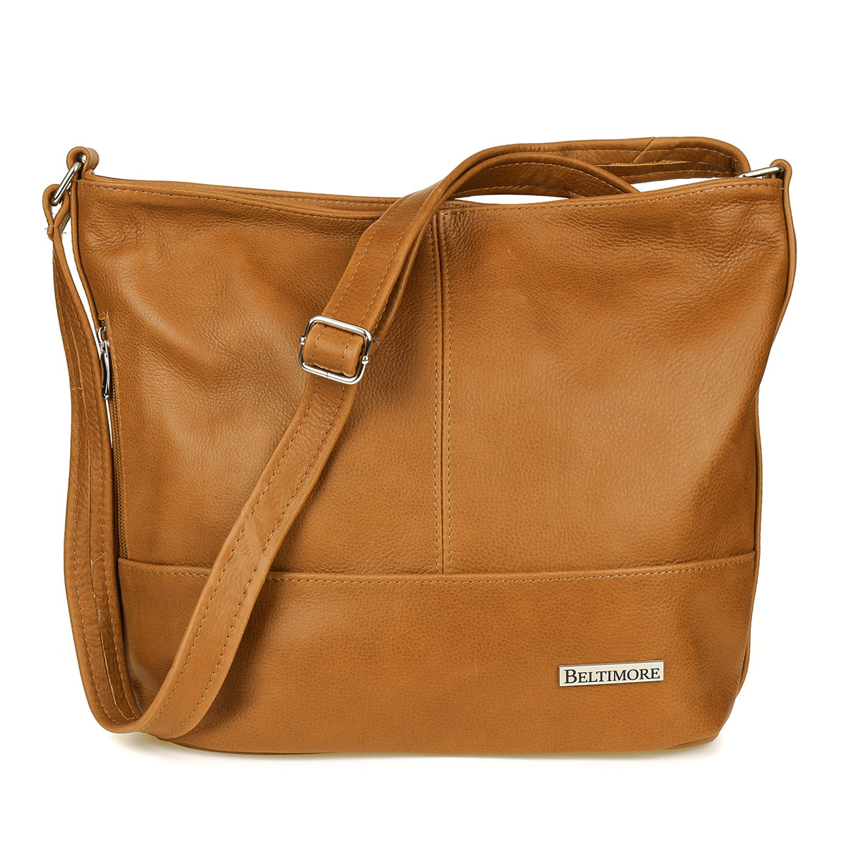 Kožená dámska camel (ťavia hnedá) kabelka na rameno Beltimore LANA - CAMEL