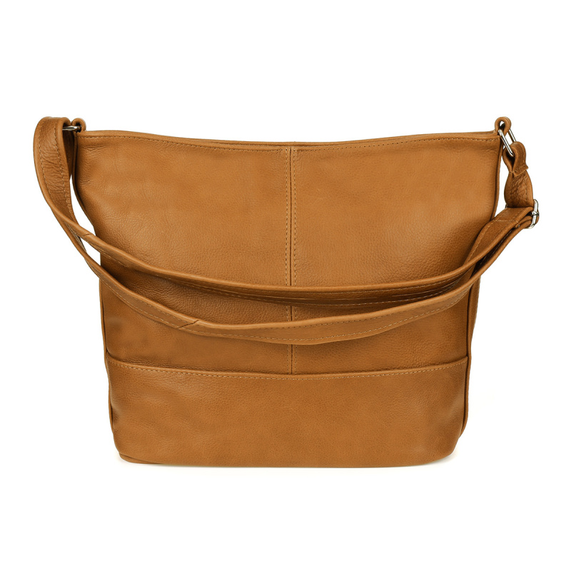 Kožená dámska camel (ťavia hnedá) kabelka na rameno Beltimore LANA - CAMEL