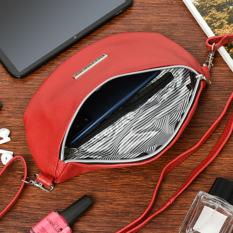 Kožená dámska červená ľadvinka / crossbody kabelka Beltimore ANNIE