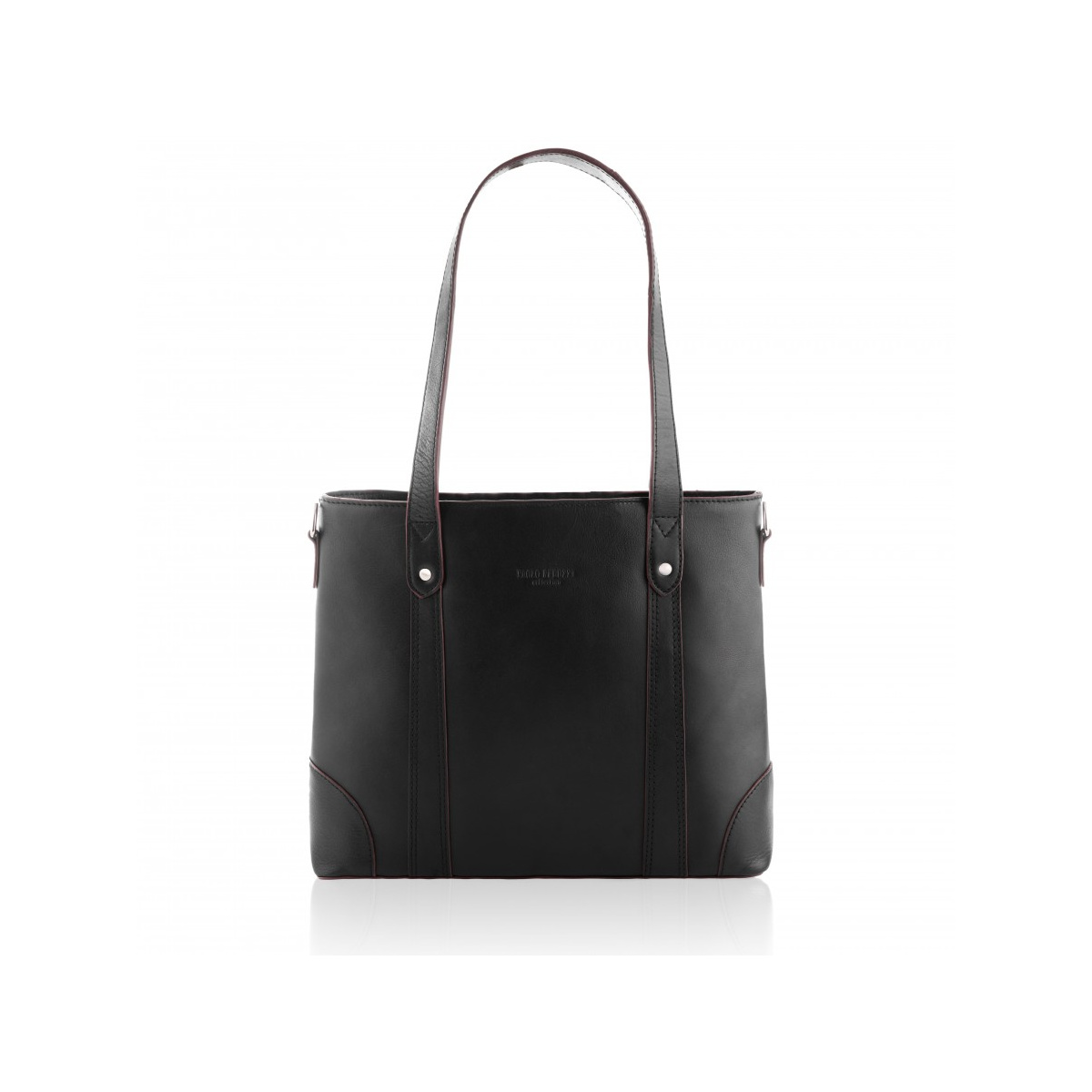 Kožená dámska čierna vintage shopper kabelka na rameno Paolo Peruzzi JASMINE so zapínaním na zips