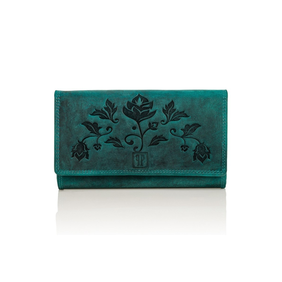 Sada pre ženy - kožená zelená vintage dámska peňaženka a kožené zelené vintage puzdro na kľúče Paolo Peruzzi