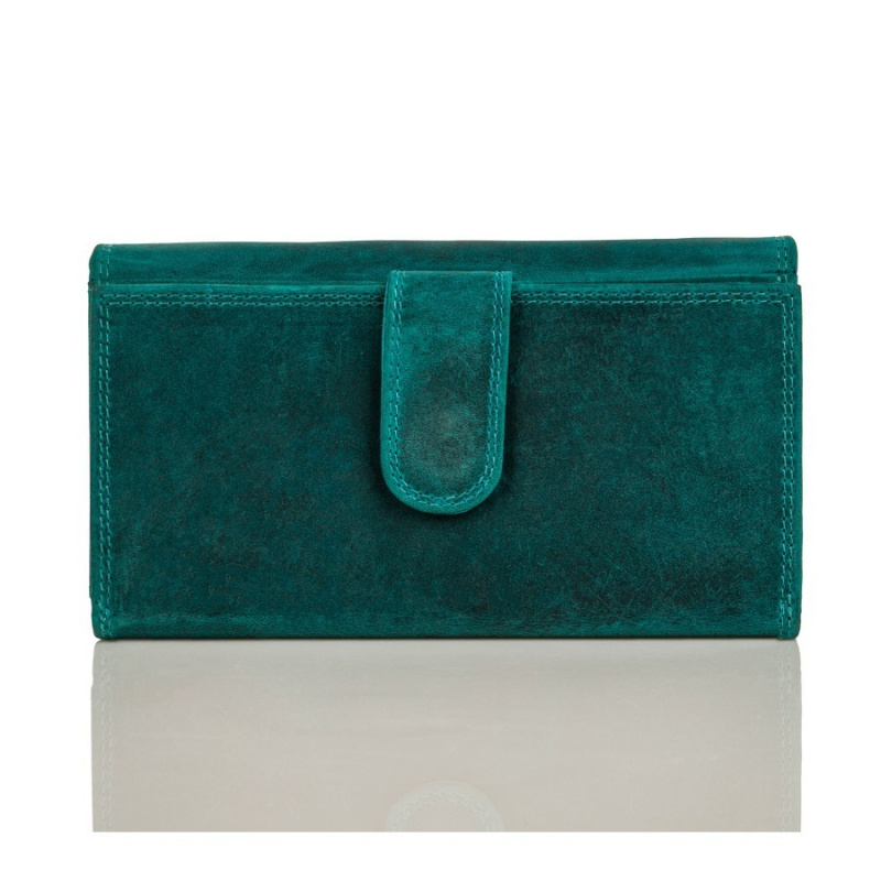 Sada pre ženy - kožená zelená vintage dámska peňaženka a kožené zelené vintage puzdro na kľúče Paolo Peruzzi