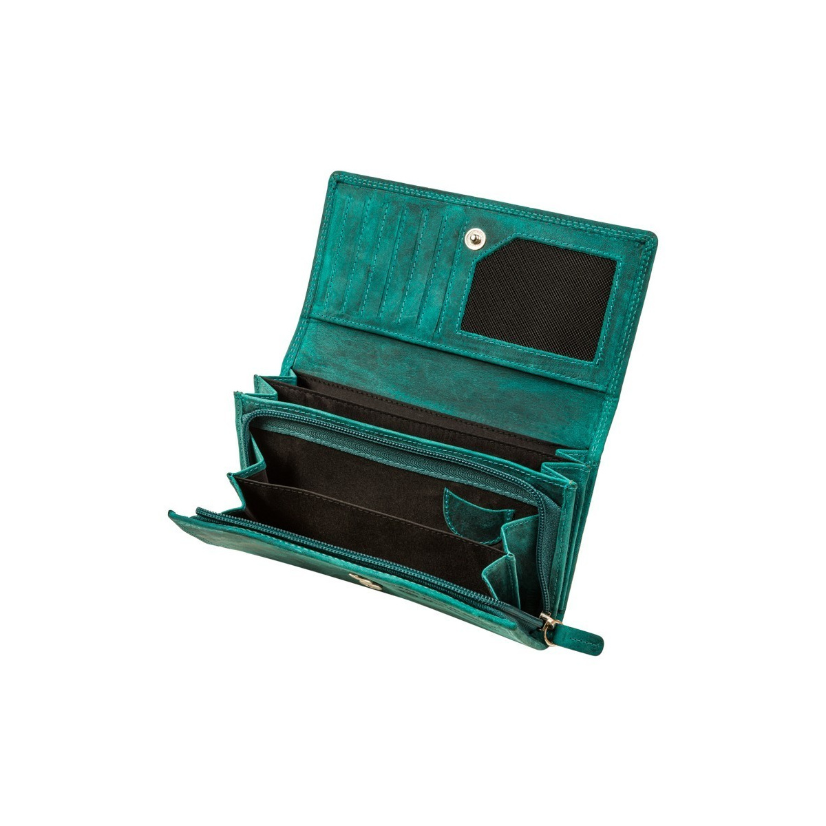 Sada pre ženy - kožená zelená vintage dámska peňaženka a kožené zelené vintage puzdro na kľúče Paolo Peruzzi