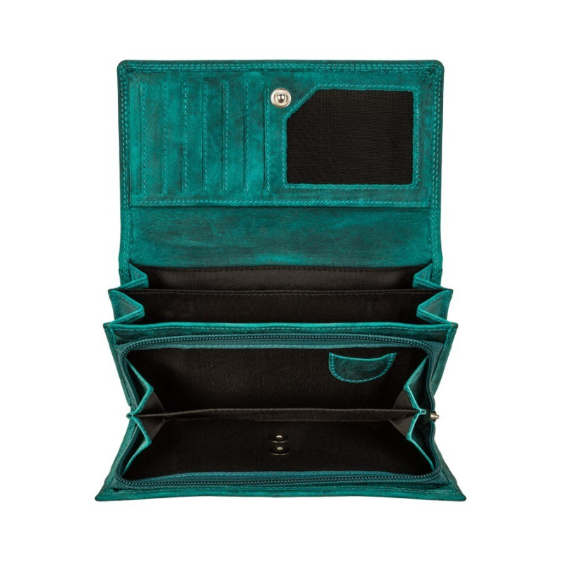 Sada pre ženy - kožená zelená vintage dámska peňaženka a kožené zelené vintage puzdro na kľúče Paolo Peruzzi
