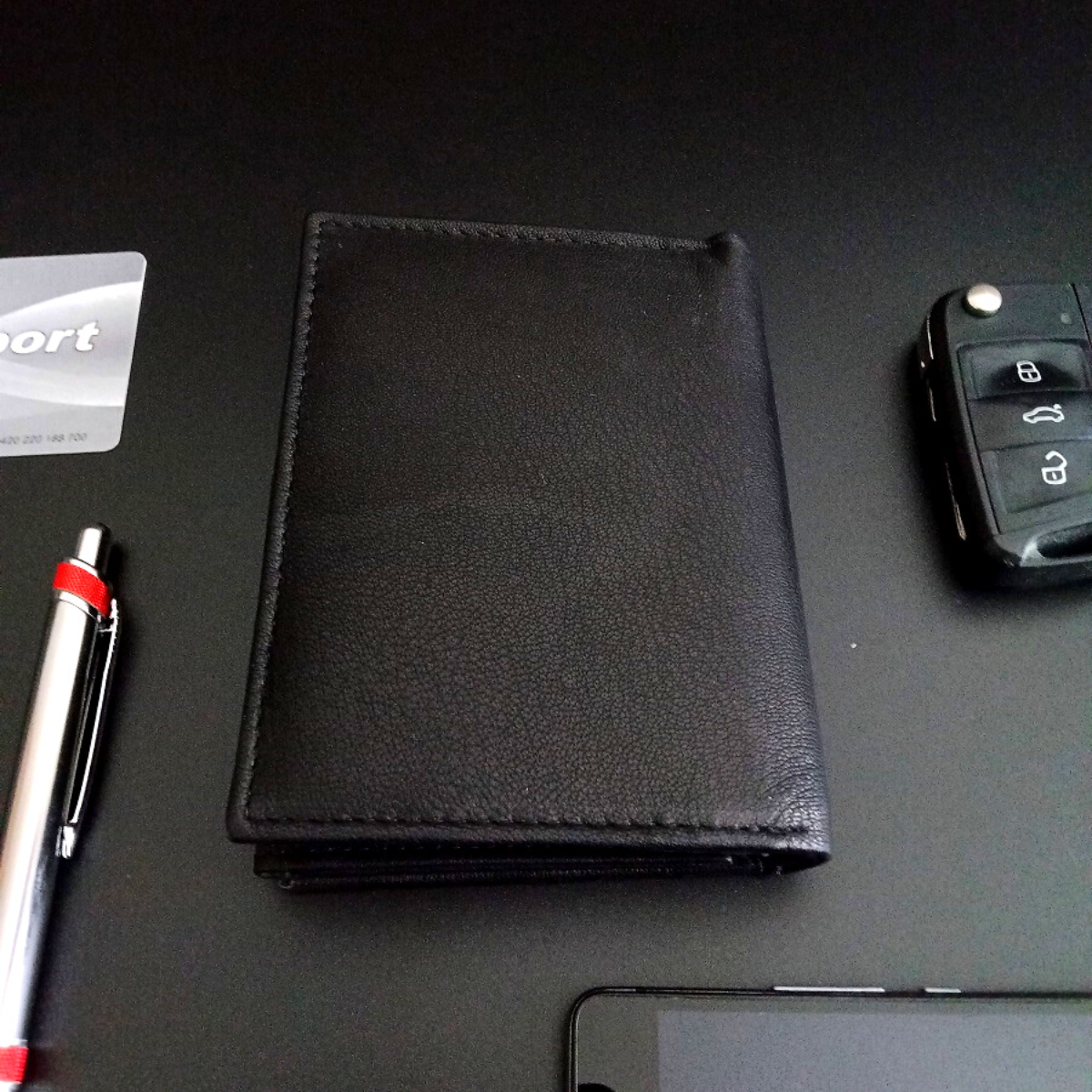 Čierna kožená peňaženka KORKE - BL01