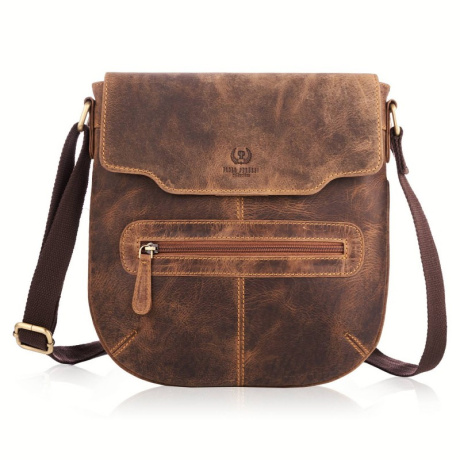 Kožená dámska hnedá vintage crossbody kabelka Paolo Peruzzi "MARGO"