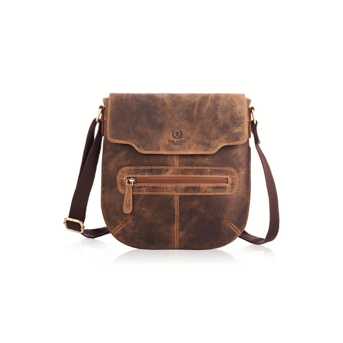 Kožená dámska hnedá vintage crossbody kabelka Paolo Peruzzi "MARGO"